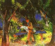 August Macke Man Reading in a Park Spain oil painting artist